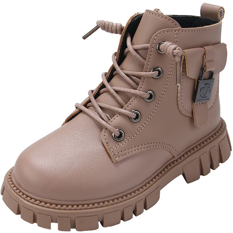 Kids Unisex Autumn Winter Fashion Casual Round-Toe Lace-Up Versatile Short Boots