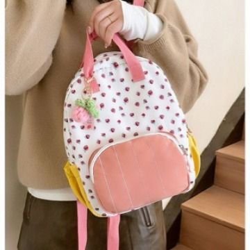 Kids Unisex Casual Cute Strawberry Tiny Flower Print School Bag