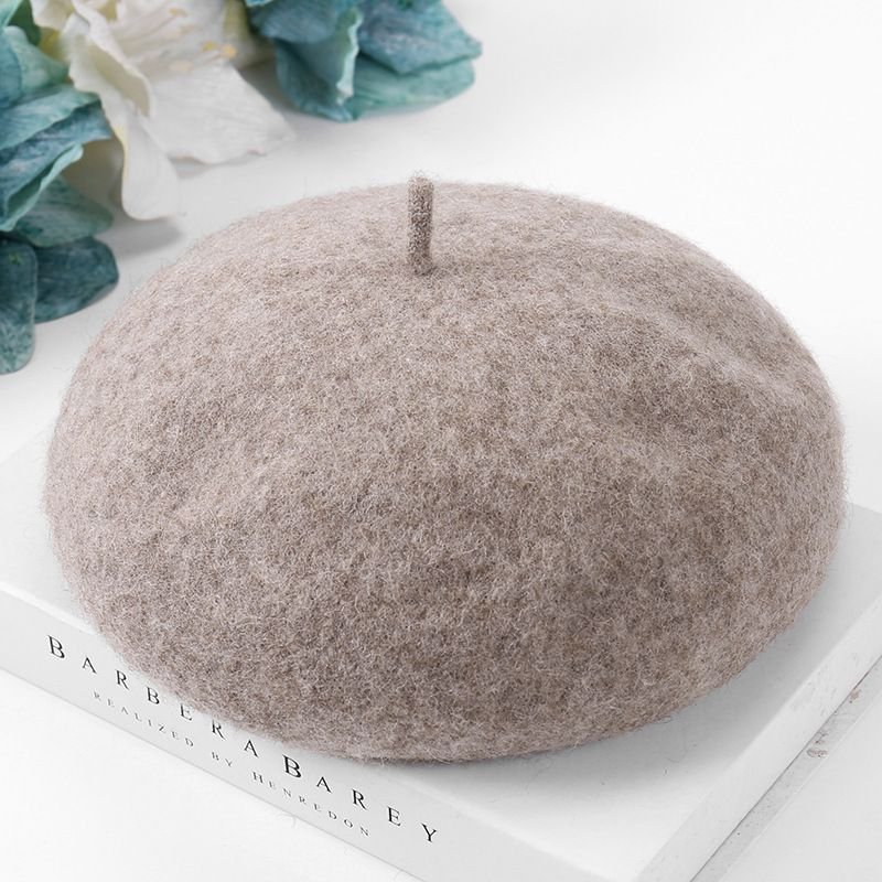 Autumn Winter Women Fashion Solid Color Plush Breathable Wool Beret