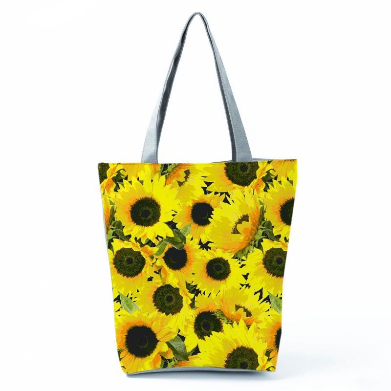 Women'S Lazy Sunflower Print One Shoulder Shopping Bag