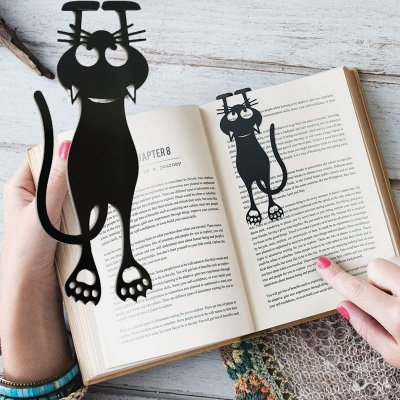 Creative Cartoon Hollow Black Kitten Plastic Bookmark