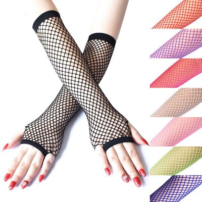 Women Fashion Gothic Fishnet Stretch Half Finger Gloves