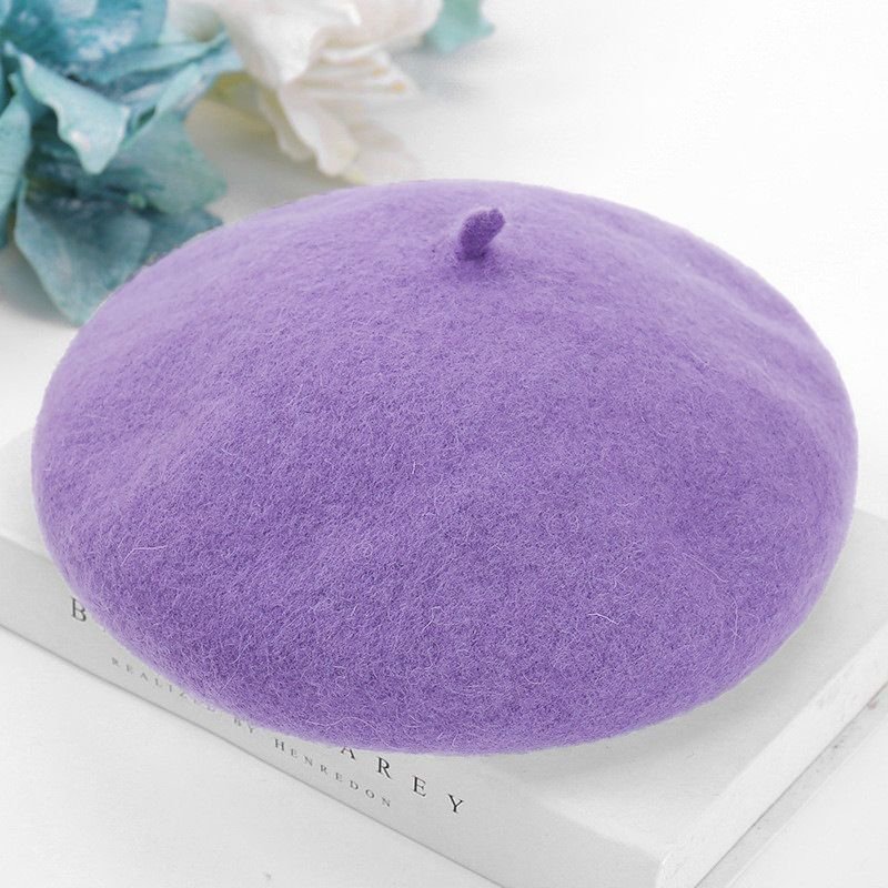 Autumn Winter Women Fashion Solid Color Plush Breathable Wool Beret