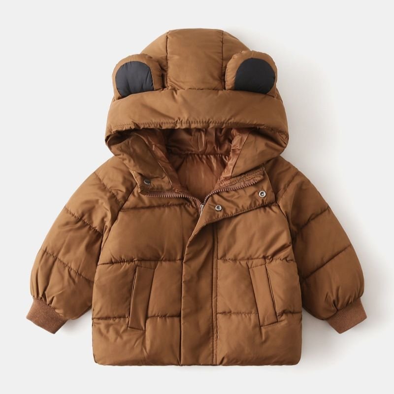 Kids Unisex Winter Casual Cute Solid Color Long Sleeve Hooded Padded Coat