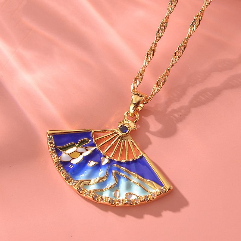 Fashion Vintage Fan Pendant Necklace