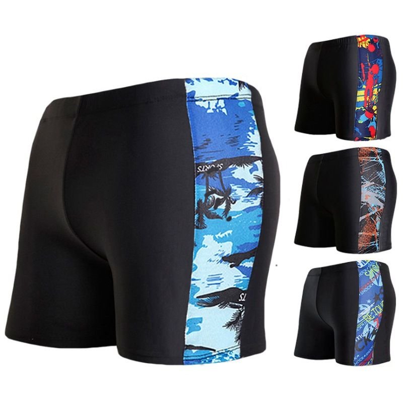 Men'S Casual Color Matching High Waist Swimming Shorts