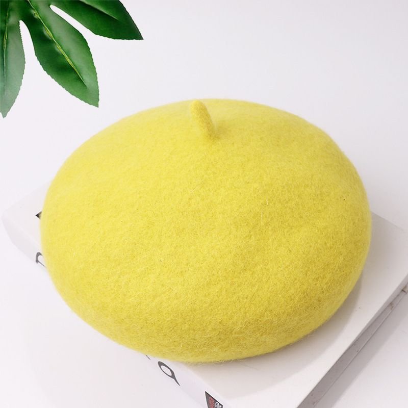 Autumn Winter Women Fashion Solid Color Plush Breathable Wool Beret