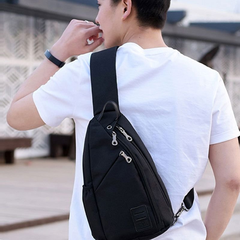 Men Casual Zipper Patchwork Outdoor Travel Chest Bag