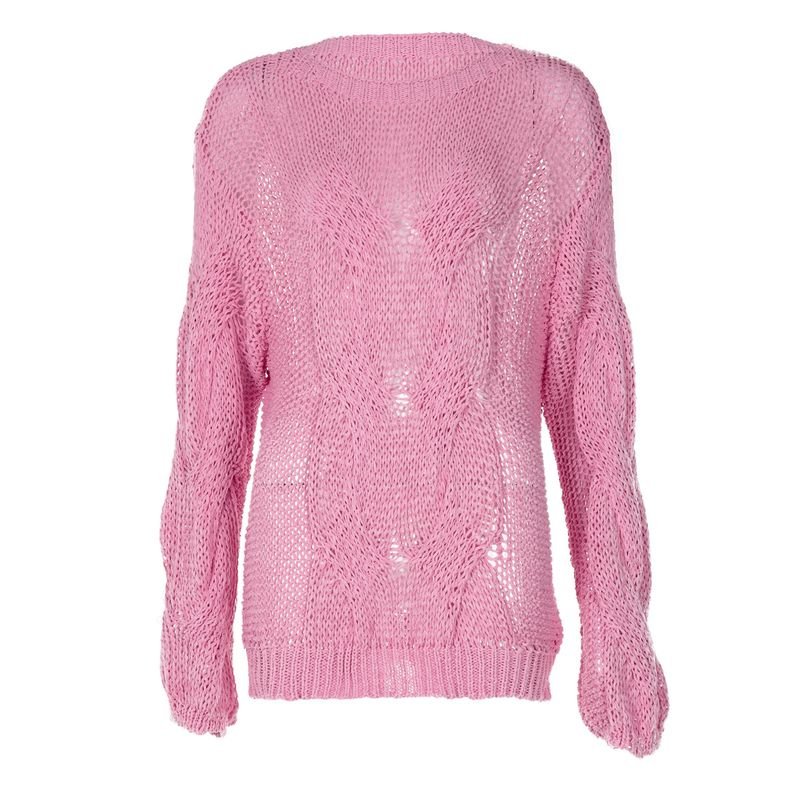 Autumn Winter Women Fashion Loose Round Neck Long Sleeve Knitted Sweater