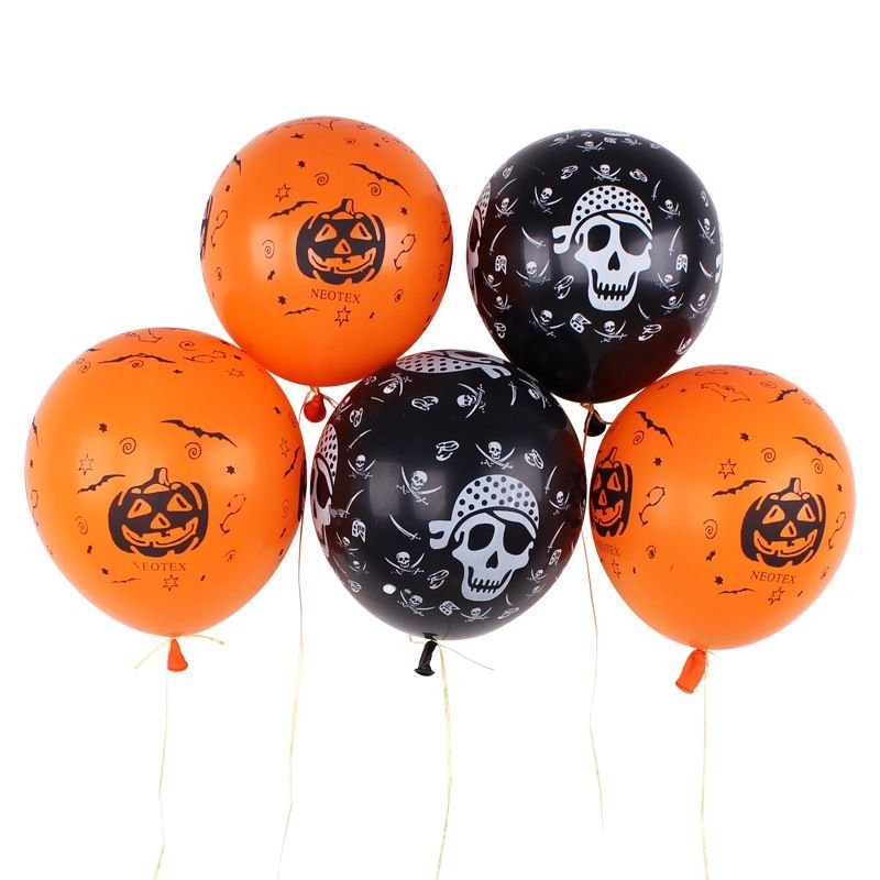 Halloween Party Decoration Pumpkin Skull Print Balloon Venue Layout 20Pcs-Bag