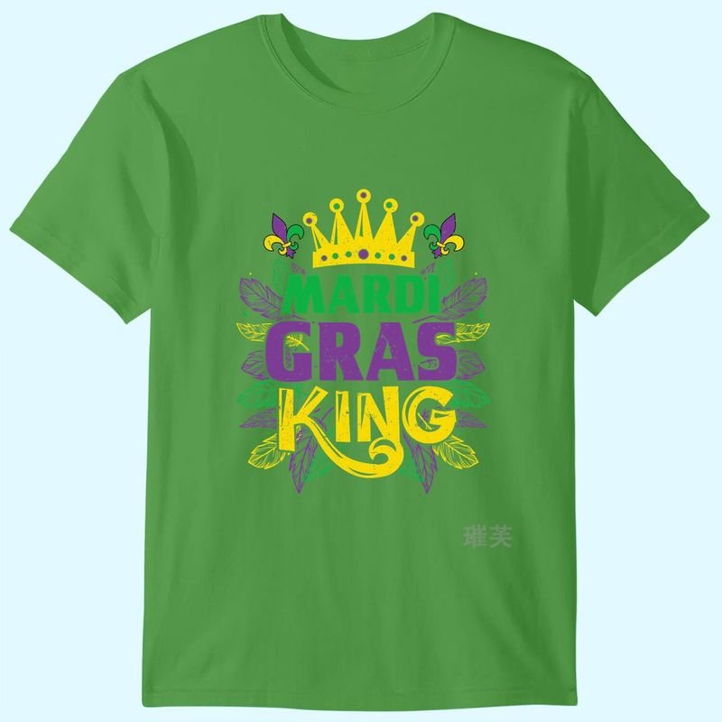 Mardi Gras King Alphabet Carnival Print Short Sleeve T-Shirt