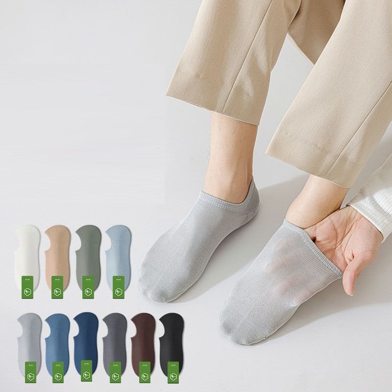 Men Summer Invisible Non-Slip Anti-Drop Cotton Sweat Absorbing Thin Boat No-Show Socks Custom