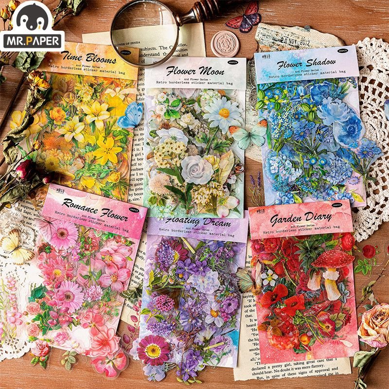 40Pcs/Bag Plant Flower Series Decorative Diary Sticker Scrapbook Planner Decorative Stationery Sticker