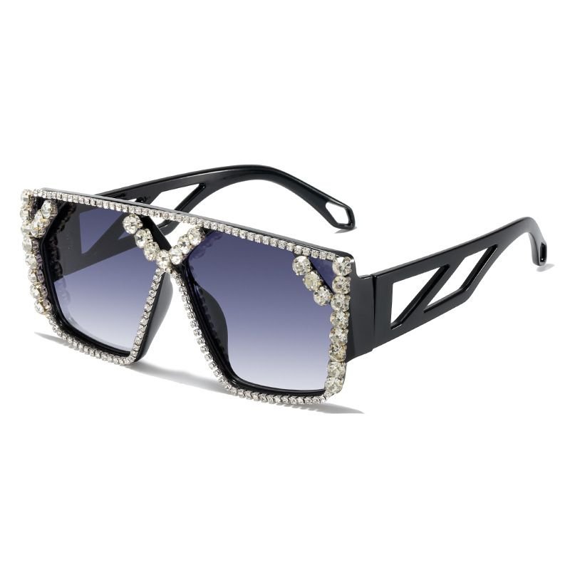 Women Fashion Large Frame Diamond Sunglasses