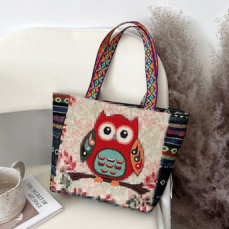 Women Fashion Ethnic Embroidered Canvas Tote Bag