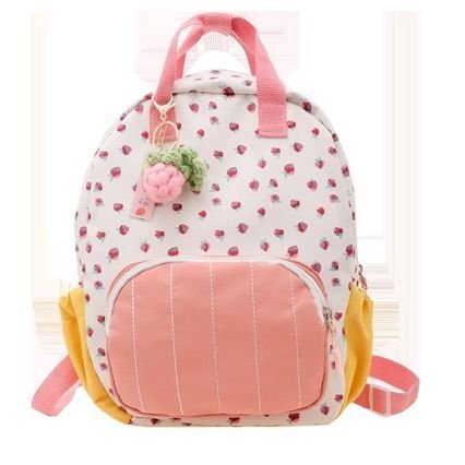 Kids Unisex Casual Cute Strawberry Tiny Flower Print School Bag