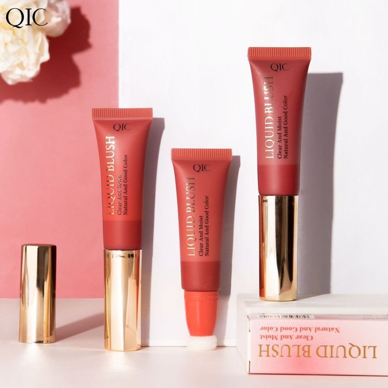 Qic Liquid Blush Cream Lip And Cheek Dual-Purpose Sponge Head Moisturizing And Easy To Push Away Blush Makeup