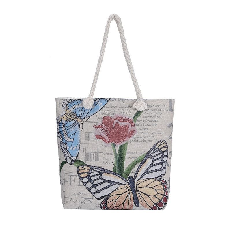 Fashion Cartoon Jacquard Canvas Tote Bag