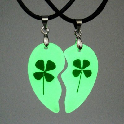 Women Fashion Creative Handmade Dropping Glue Luminous Dried Flower Four-Leaf Clover Pendant Necklace 6 Pair-Bag