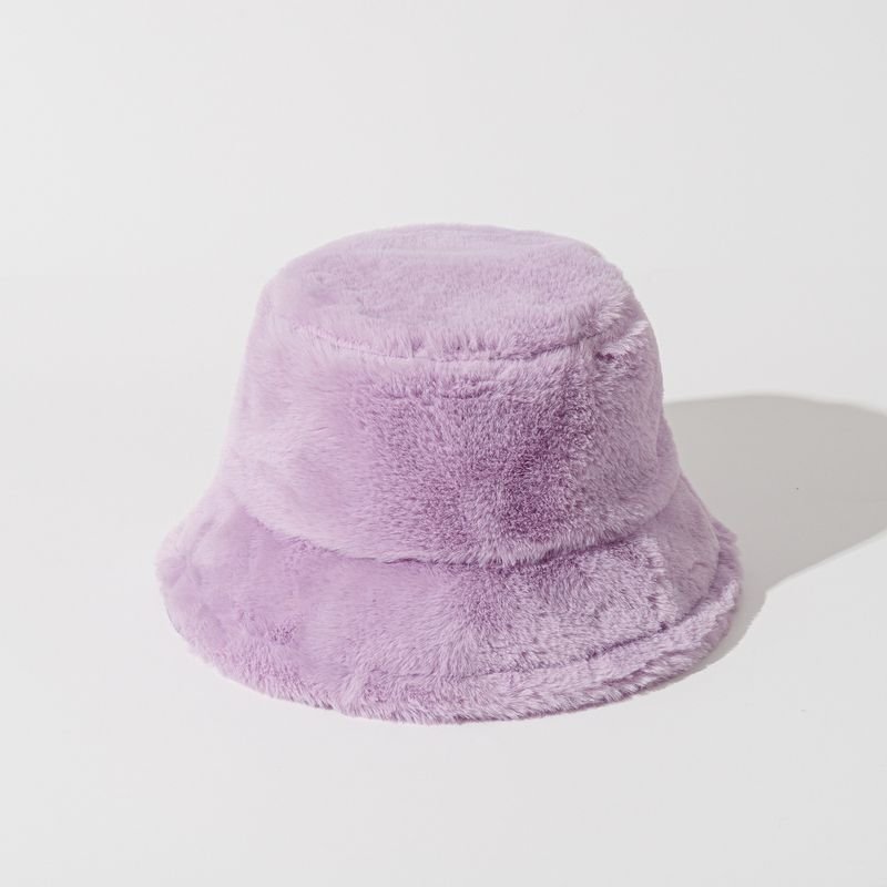 Autumn Winter Women Fashion Solid Color Plush Warm Bucket Hats